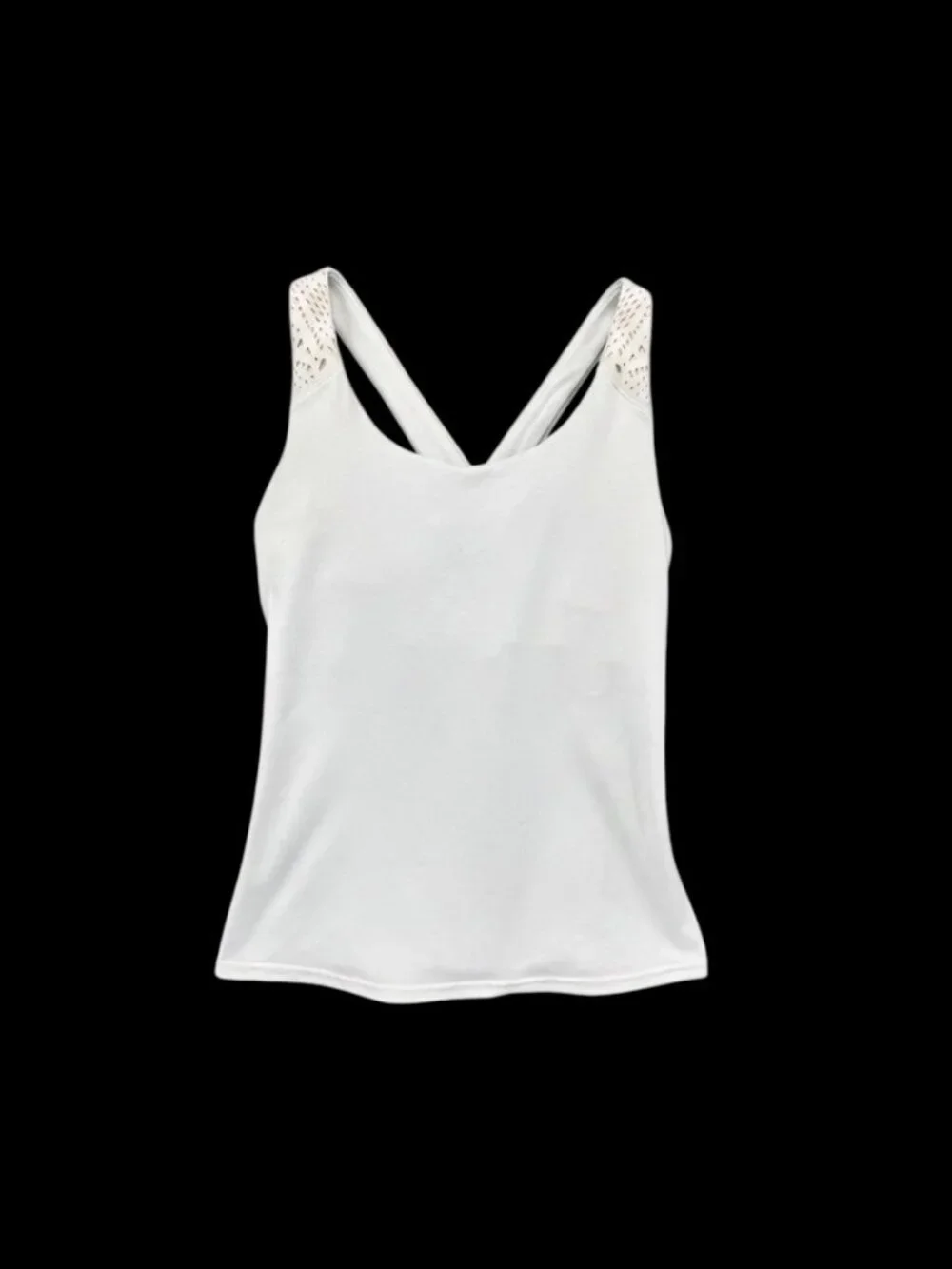 Alo Yoga White Laser-Cut Strap Criss-Cross Workout Tank S